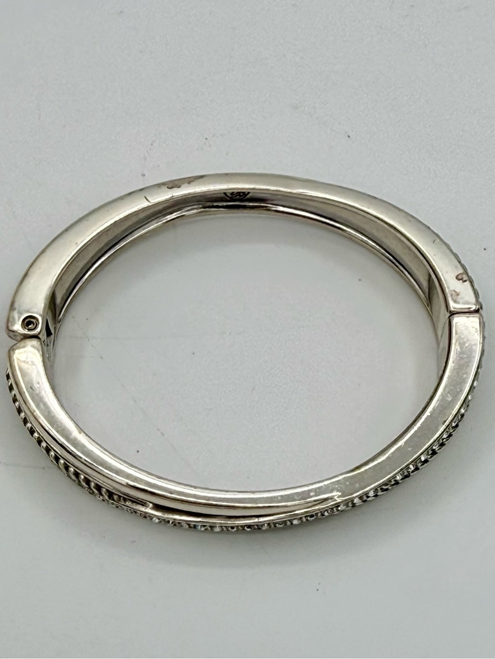 Brighton Silver Crystal Crossover Bangle Bracelet Multi-Row Layered - Picture 8 of 10